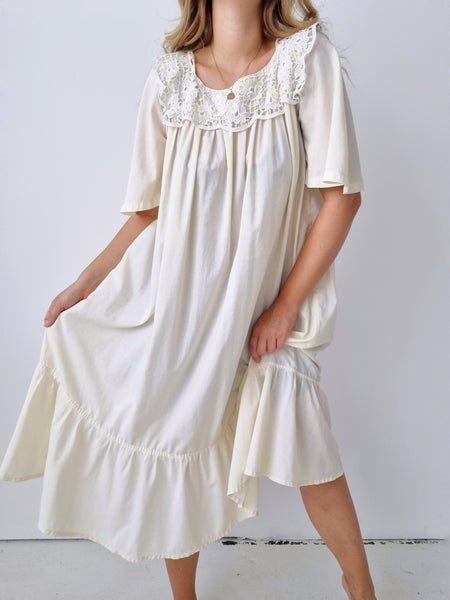 Vintage Handmade Cream Lace Dress