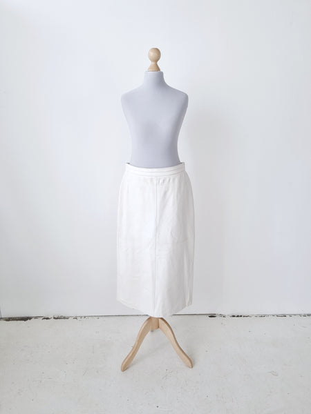 Vintage High Waist White Leather Skirt