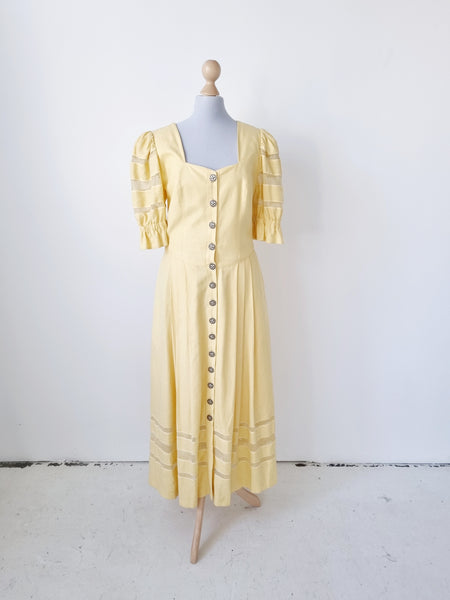 Vintage Pastel Yellow Maxi Dress