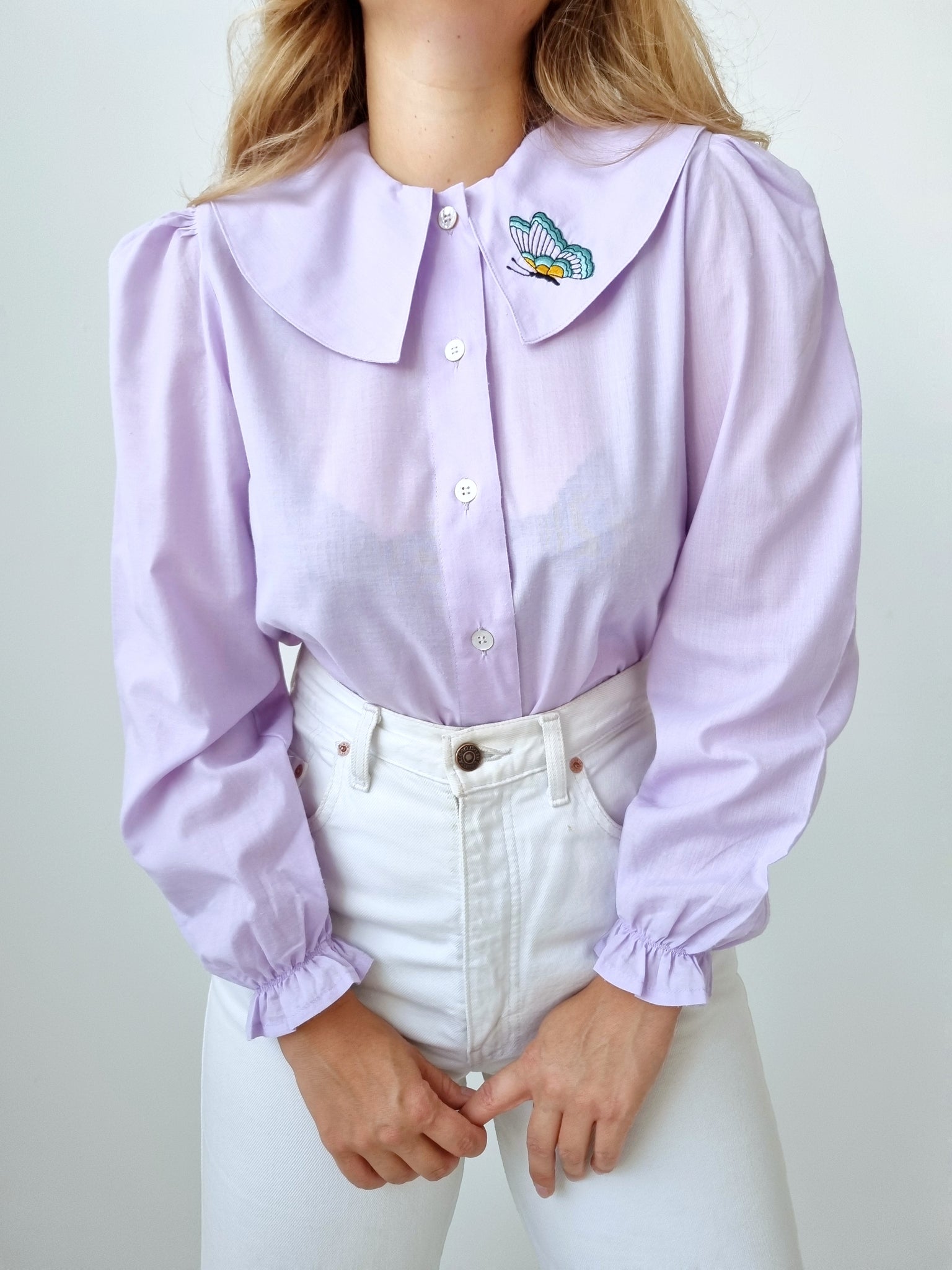 Vintage Handmade Lilac Butterfly Blouse