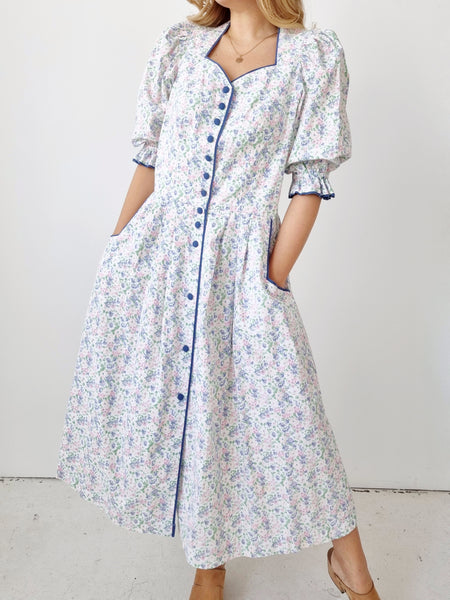 Vintage XL Pastel Floral Dress