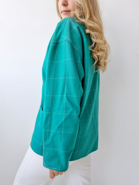 Vintage Wool Green Turquoise Blazer Jacket