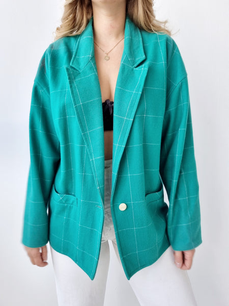 Vintage Wool Green Turquoise Blazer Jacket