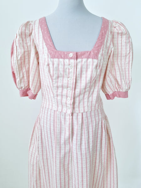 Vintage Soft Pink Puff Sleeve Dress