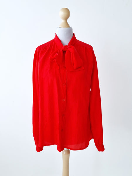 Vintage Pure Red Silk Blouse
