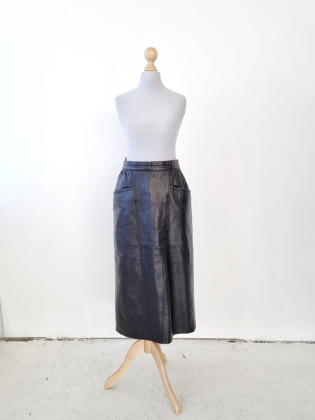 Vintage Soft Black Leather Skirt