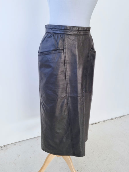 Vintage Soft Black Leather Skirt