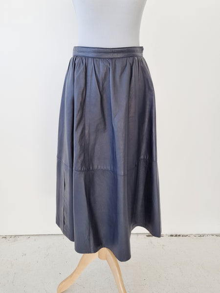 Vintage Navy A Line Leather Skirt