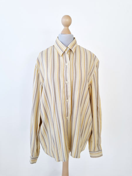 Vintage Pastel Striped Cotton Blouse