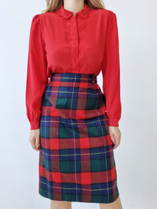 Vintage Plaid New Wool Skirt