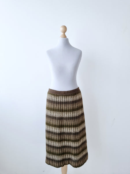 Vintage Khaki Alpaca Skirt