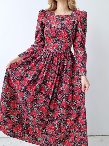 Vintage Laura Ashley Corduroy Roses Dress