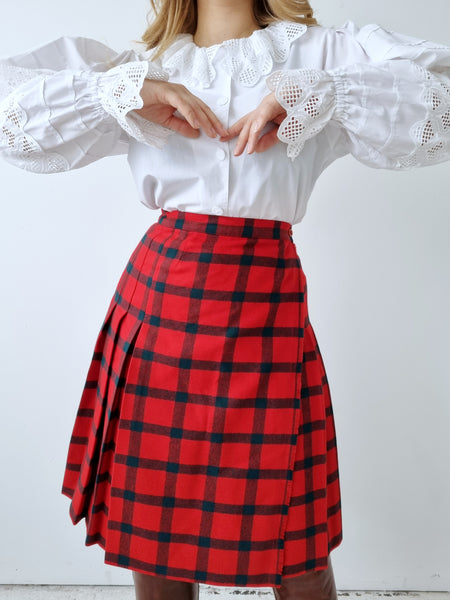 Vintage Plaid Wool Skirt