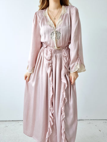 Vintage Handmade Dusky Pink Satin Dress