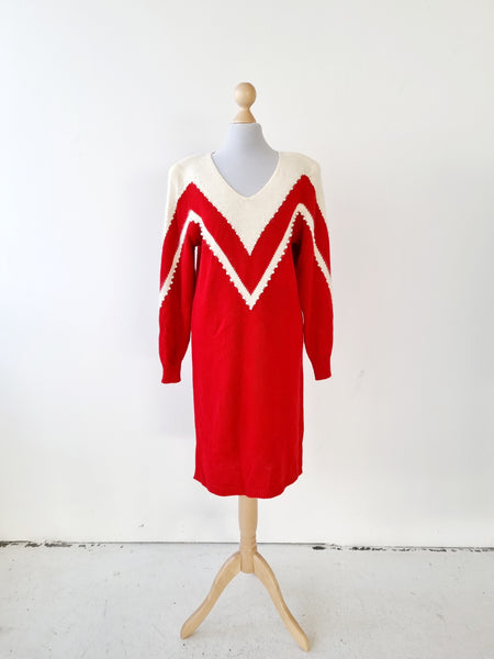 Red Pearl Sweater Dress