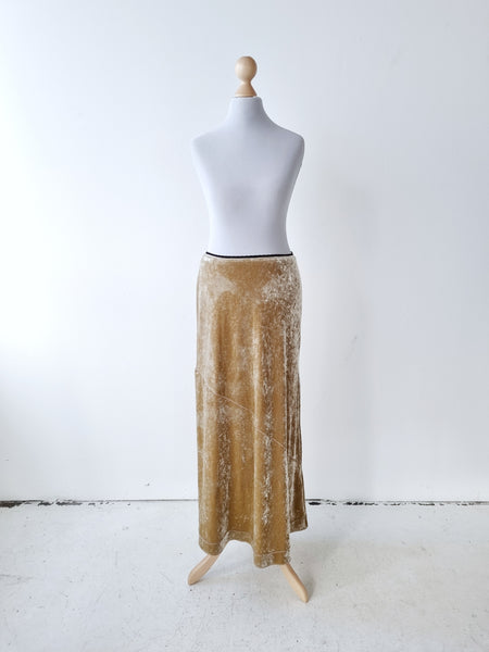 Vintage Golden Velvet Maxi Skirt