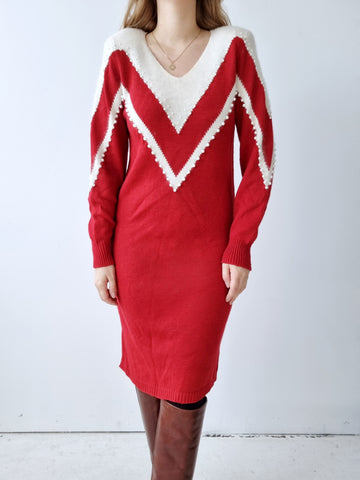 Red Pearl Sweater Dress