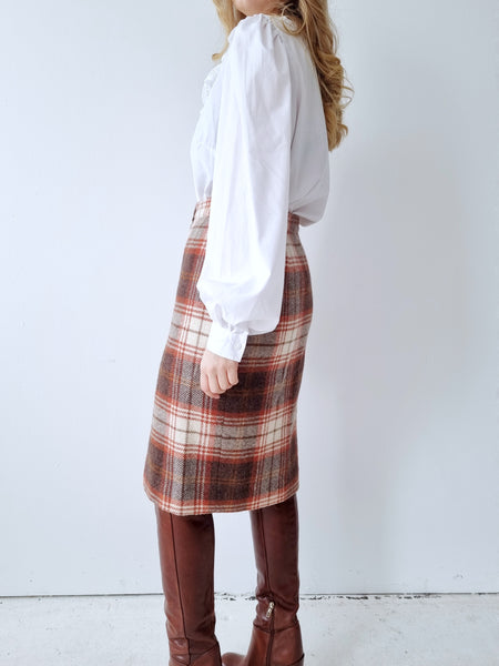 Vintage Wool Plaid Skirt