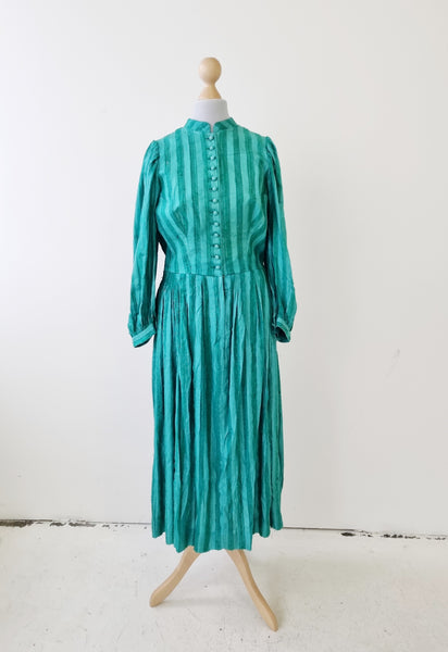 Vintage Aqua Puff Sleeves Dress