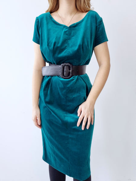 Vintage Handmade Emerald Velvet Dress