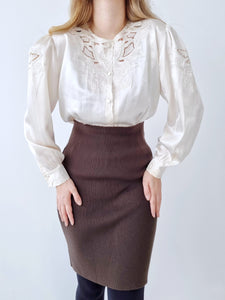 Vintage High Waist Wool Skirt