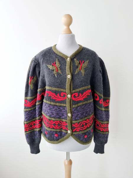 Vintage Butterfly Wool Cardigan