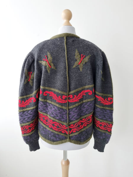 Vintage Butterfly Wool Cardigan