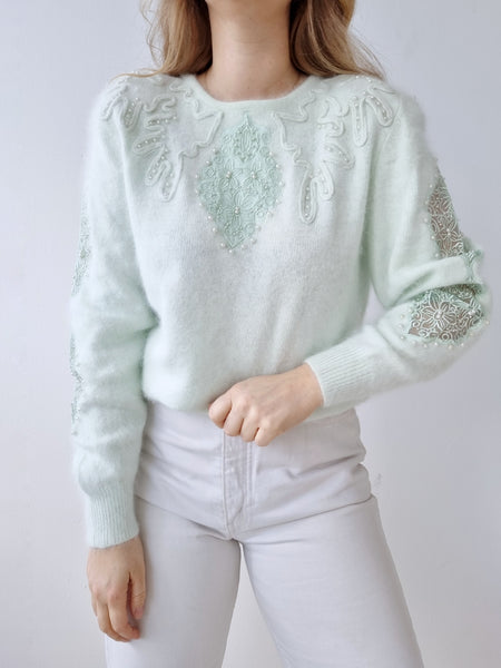 Vintage Mint Pearl Pullover