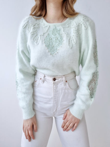 Vintage Mint Pearl Pullover