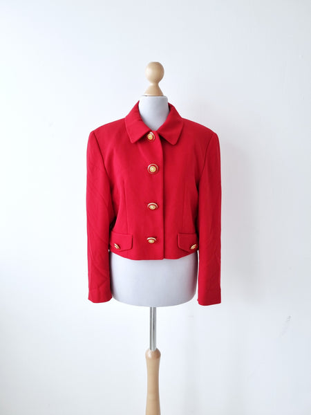 Vintage Cropped Red Blazer