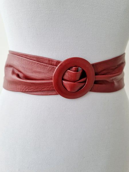 Vintage Handmade Bordeaux Leather Belt