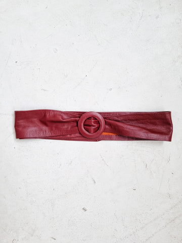 Vintage Handmade Bordeaux Leather Belt