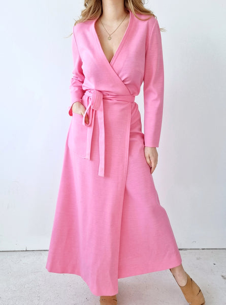 Vintage Pink Maxi Wrap Dress
