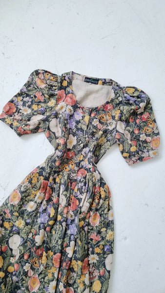 Vintage Linen Butterfly Garden Dress