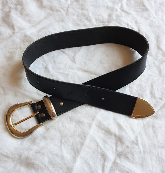 Vintage Black Leather Belt