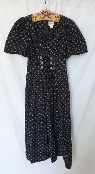  Vintage Black Cotton Maxi Dress