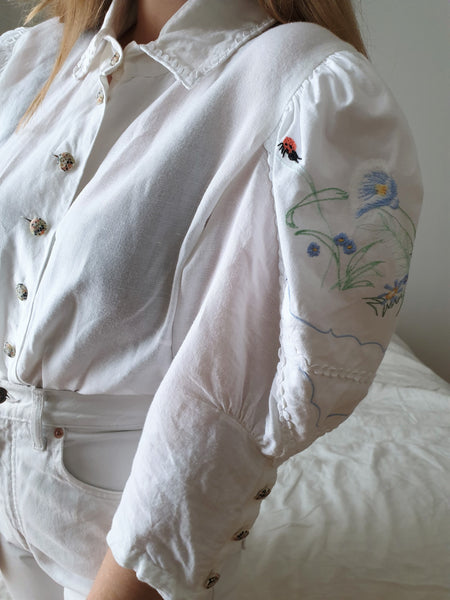  Wildflower Embroidered Sleeve Blouse