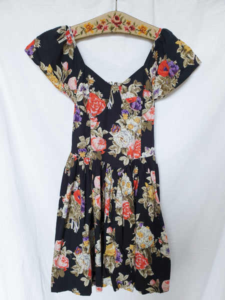 Vintage Bustier Floral Print Dress
