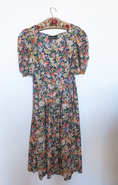  Vintage Classic Flower Print Maxi Dress