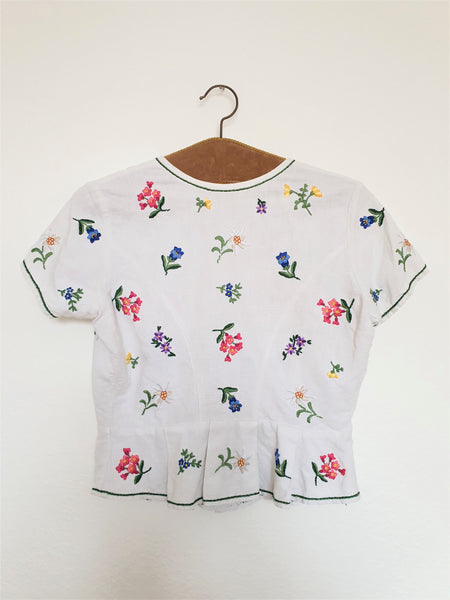  Hand Embroidered Flower Blouse