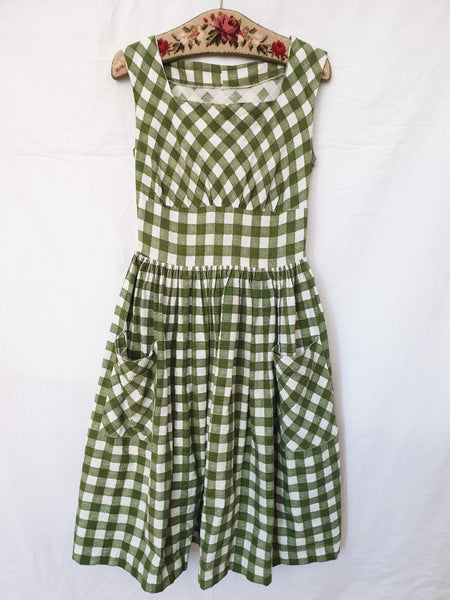  Vintage Handmade Cotton Gingham Dress