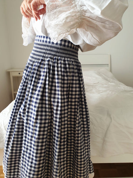 Vintage Navy Gingham Skirt