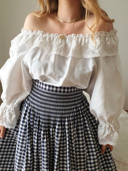 Vintage Navy Gingham Skirt