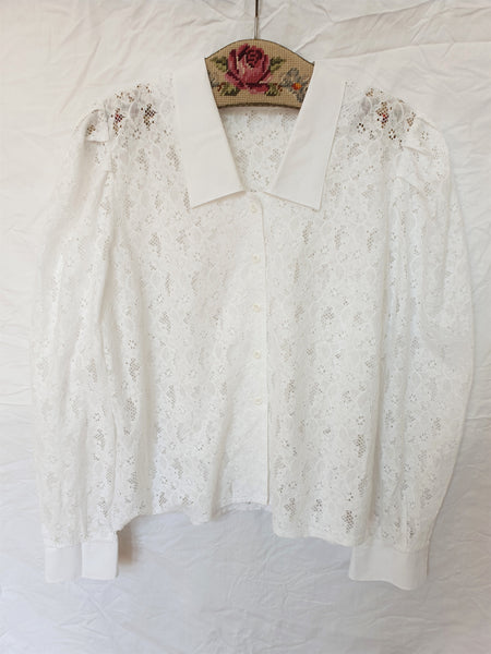 Vintage White Lace Blouse