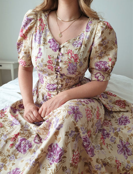  Vintage Laura Ashley Floral Print Dress