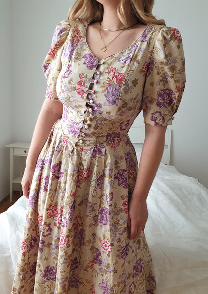  Vintage Laura Ashley Floral Print Dress