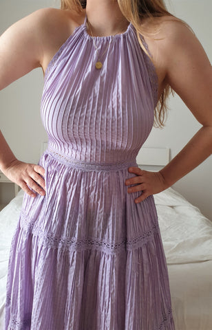  Vintage 70s Lilac Neckholder Maxi Dress