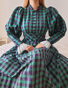 Vintage Raw Silk Gingham Dress