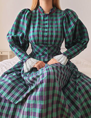 Vintage Raw Silk Gingham Dress