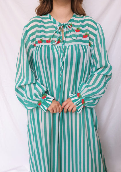  Handmade Striped Strawberry Maxi Dress